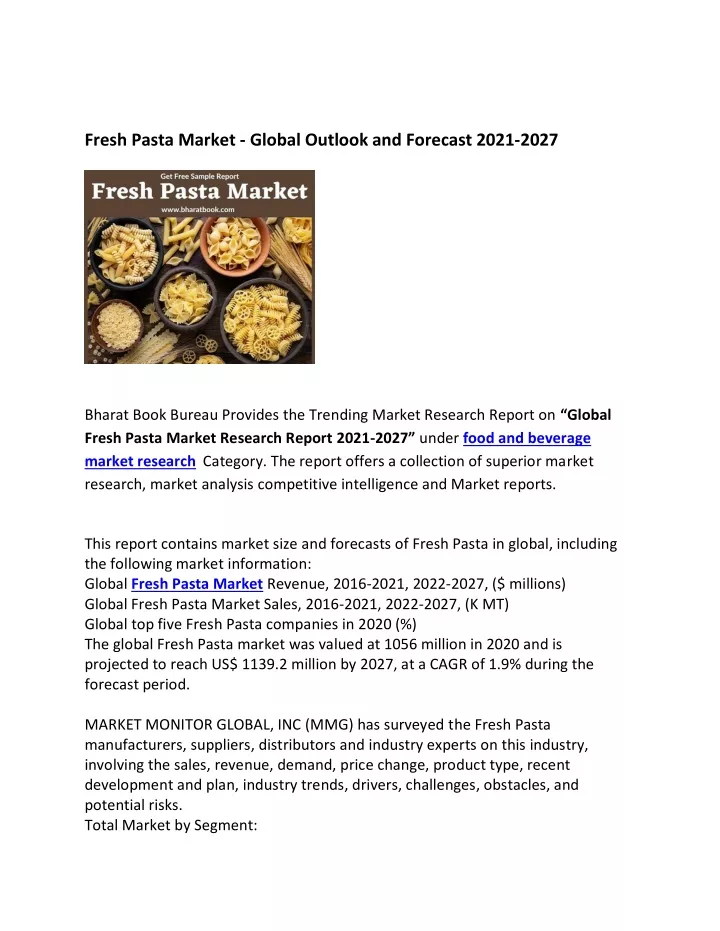 fresh pasta market global outlook and forecast