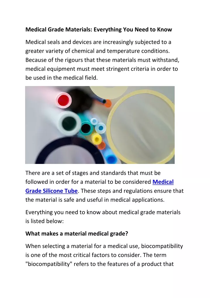 medical grade materials everything you need