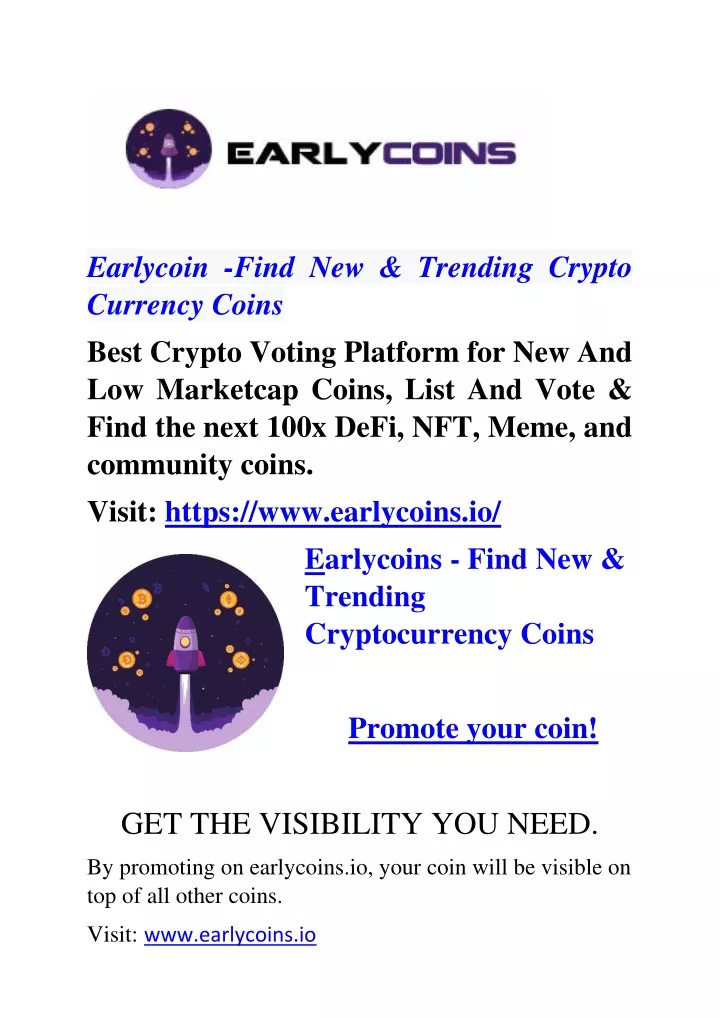 earlycoin find new trending crypto currency coins