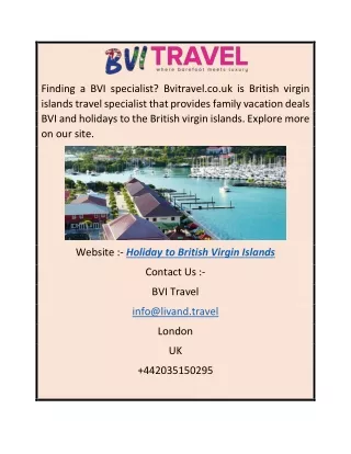 Holiday to British Virgin Islands Bvitravel.co.uk