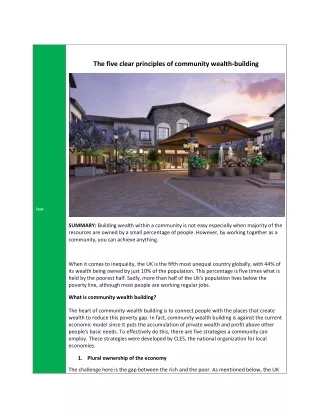 the five clear principles of community wealth