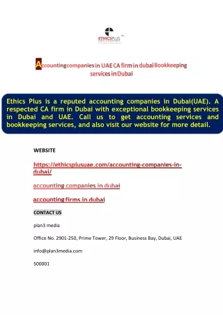 Accounting companies in UAE CA firm in dubai Bookkeeping services in Dubai
