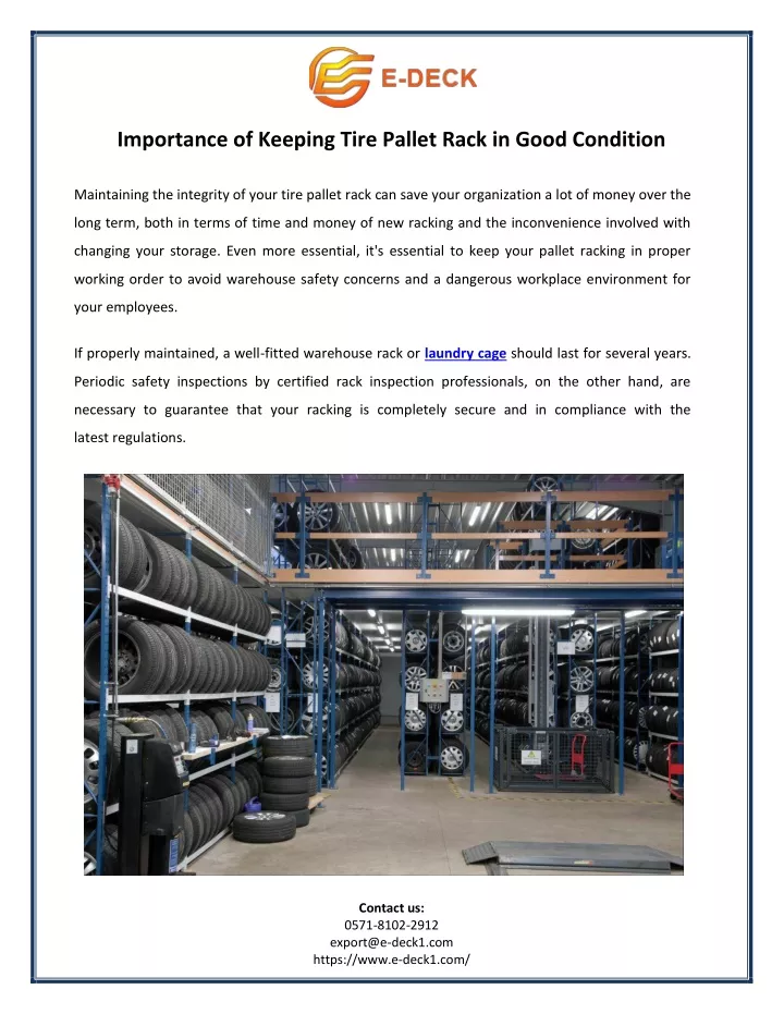 importance of keeping tire pallet rack in good