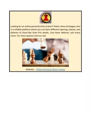 Online Personal Chess Trainer  Rules-chess-strategies.com