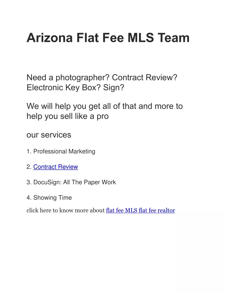 arizona flat fee mls team