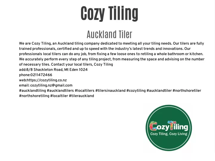 cozy tiling auckland tiler