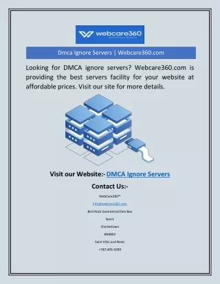 Dmca Ignore Servers | Webcare360.com