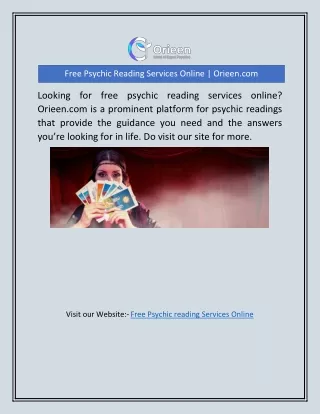Free Psychic Reading Services Online | Orieen.com