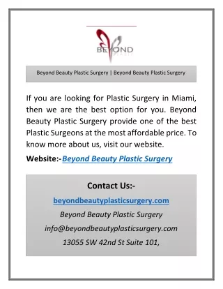 Beyond Beauty Plastic Surgery | Beyond Beauty Plastic Surgery