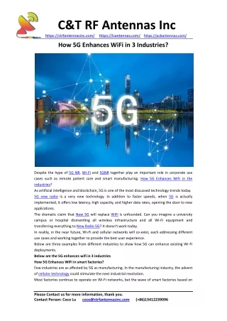 How 5G Enhances WiFi in 3 Industries