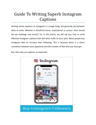 Guide To Writing Superb Instagram Captions