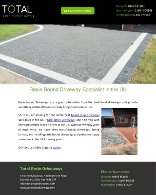 Resin Bound Driveway Specialist in the UK