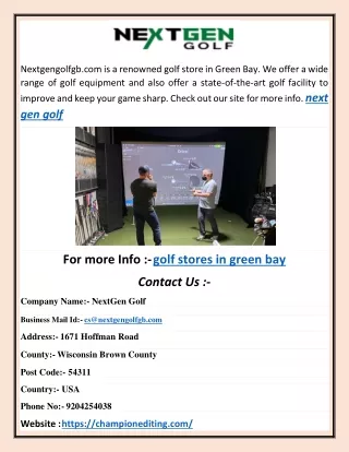 Golf Equipment Green Bay | Nextgengolfgb.com