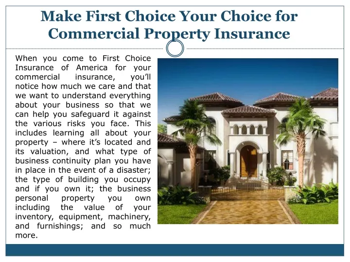 make first choice your choice for commercial property insurance
