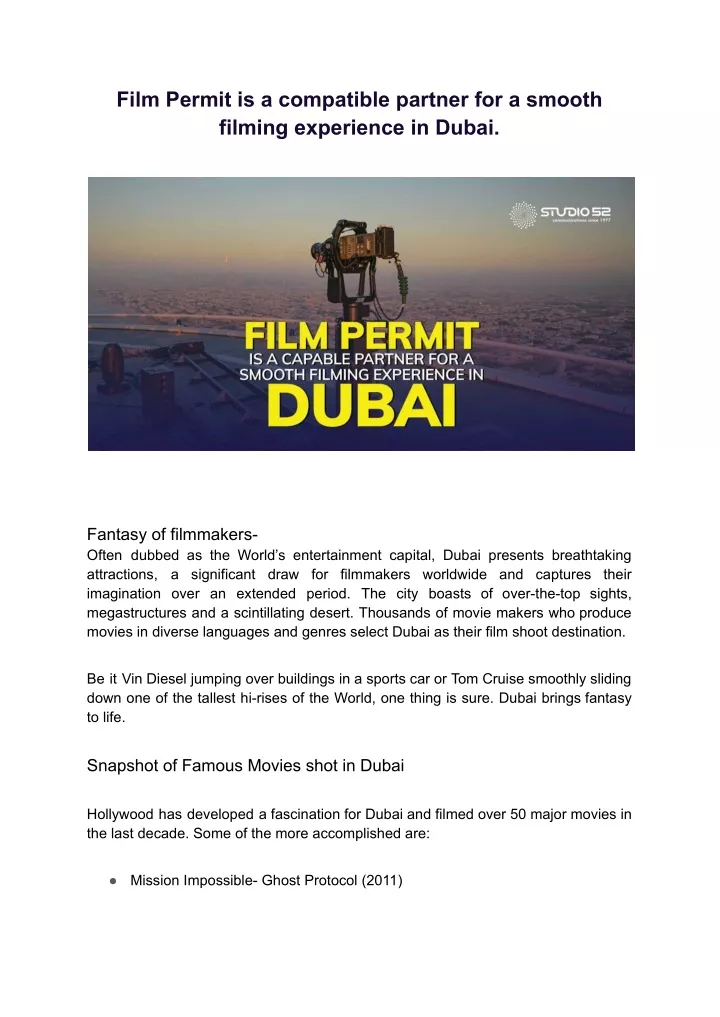 film permit is a compatible partner for a smooth