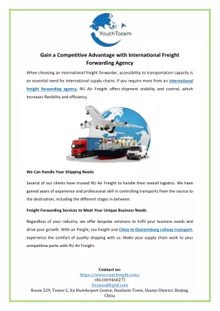 Gain a Competitive Advantage with International Freight Forwarding Agency