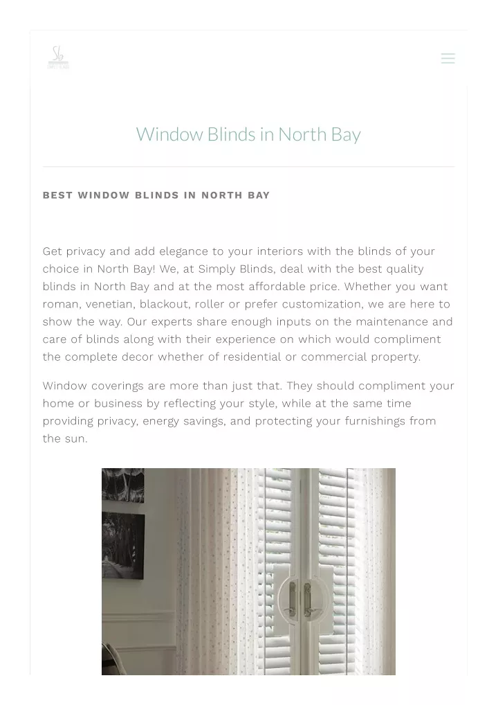 window blinds in north bay
