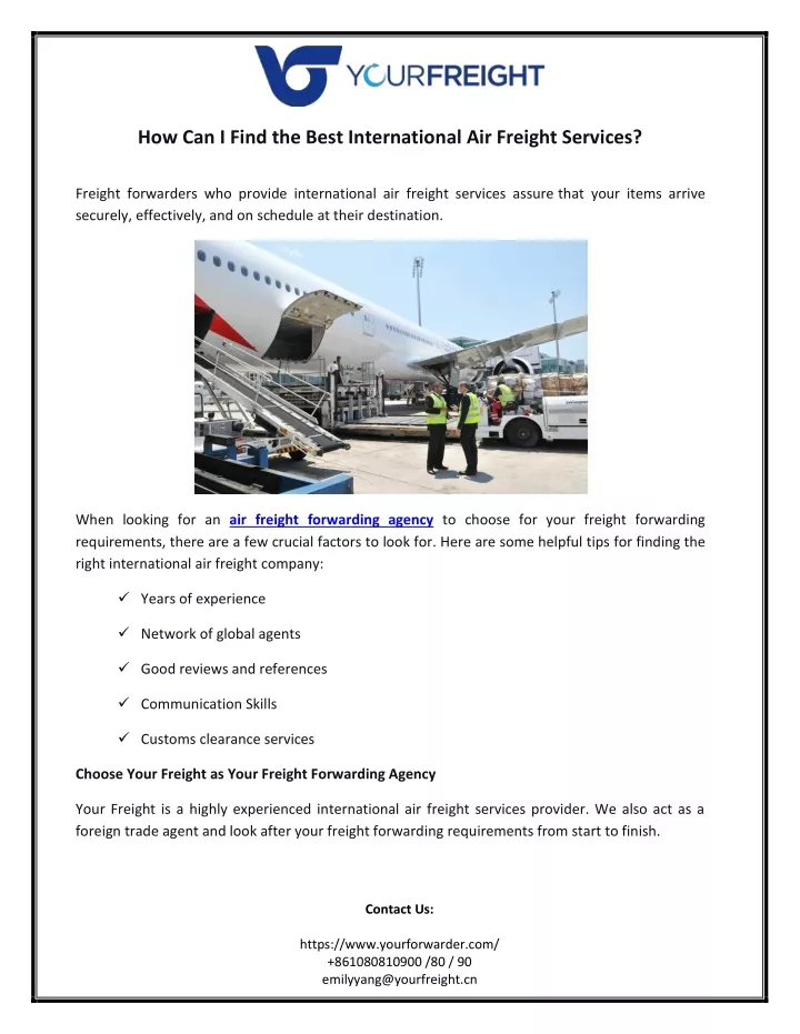 how can i find the best international air freight