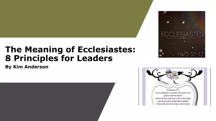 the meaning of ecclesiastes 8 principles for leaders