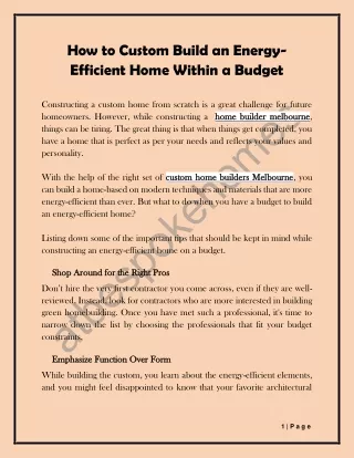how to custom build an energy efficient home