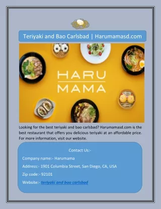 Teriyaki and Bao Carlsbad | Harumamasd.com