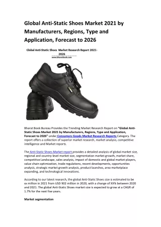 global anti static shoes market 2021