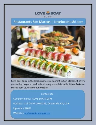 Restaurants San Marcos | Loveboatsushi.com