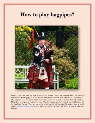 how to play bagpipes