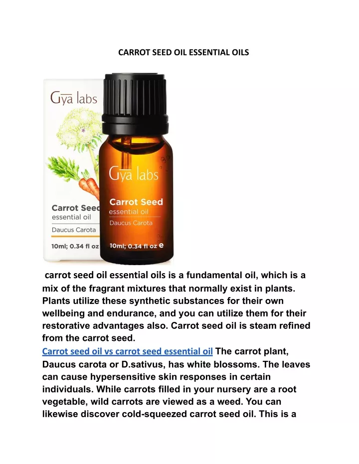 carrot seed oil essential oils