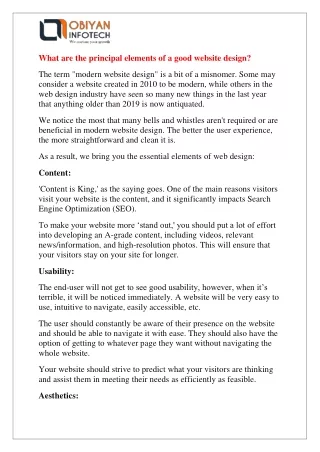 what are the principal elements of a good website