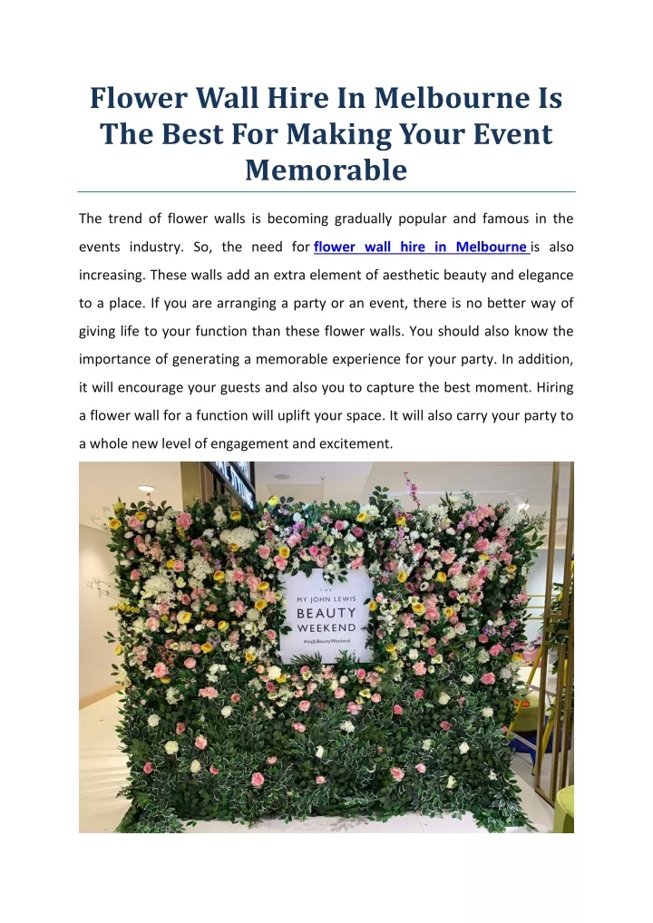 flower wall hire in melbourne is the best