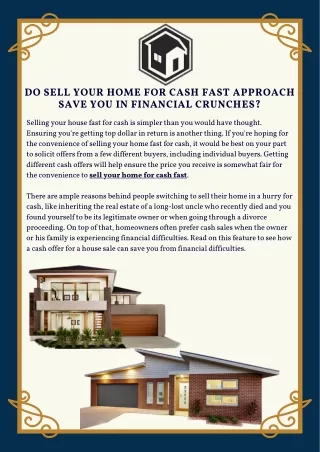 Important Things To Remember To Sell Your Home for Cash Fast