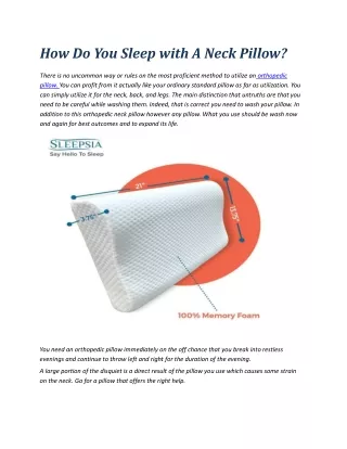 how do you sleep with a neck pillow