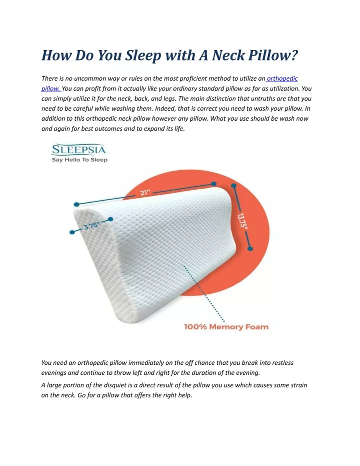 how do you sleep with a neck pillow