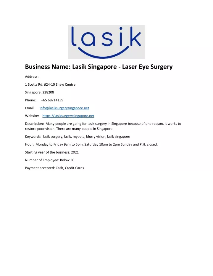 business name lasik singapore laser eye surgery