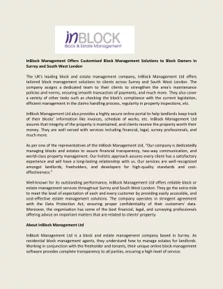inblock management offers customised block
