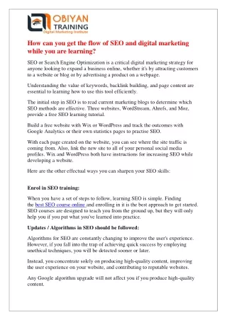how can you get the flow of seo and digital