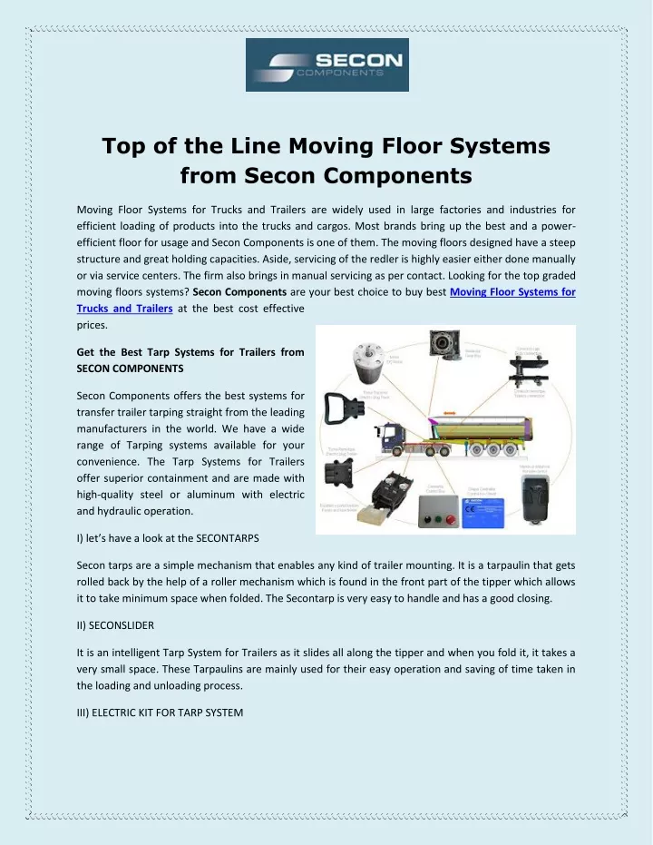 top of the line moving floor systems from secon