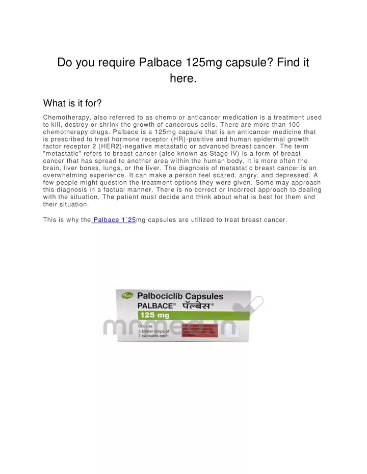do you require palbace 125mg capsule find it here