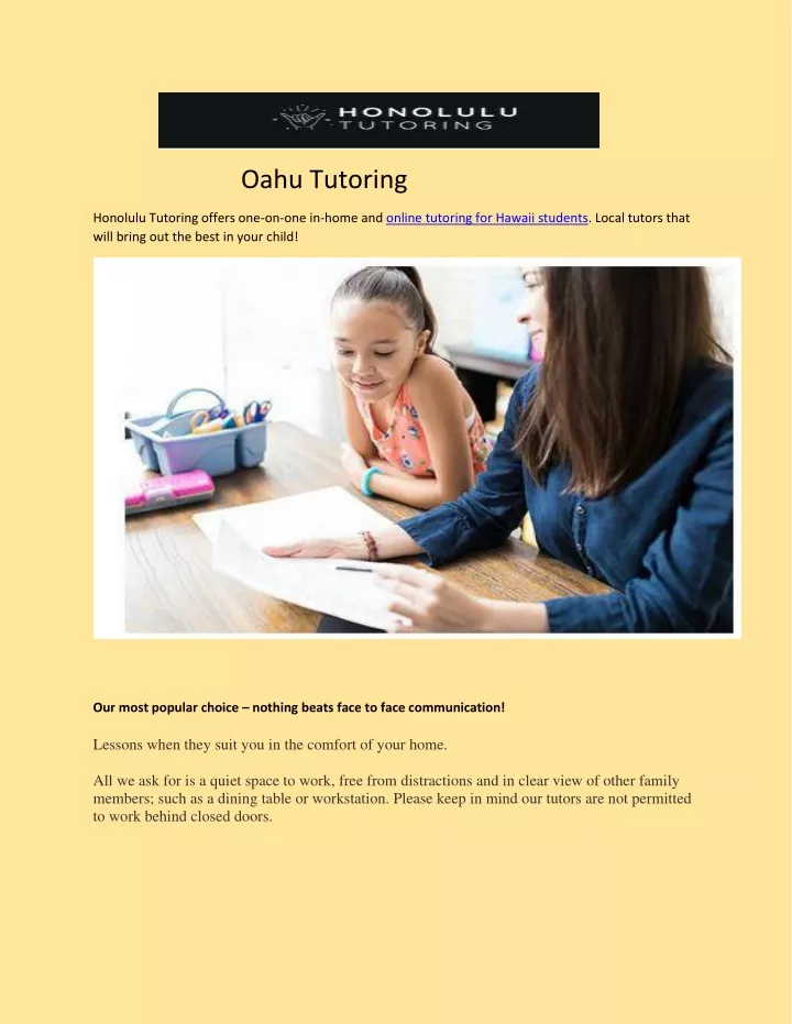 oahu tutoring