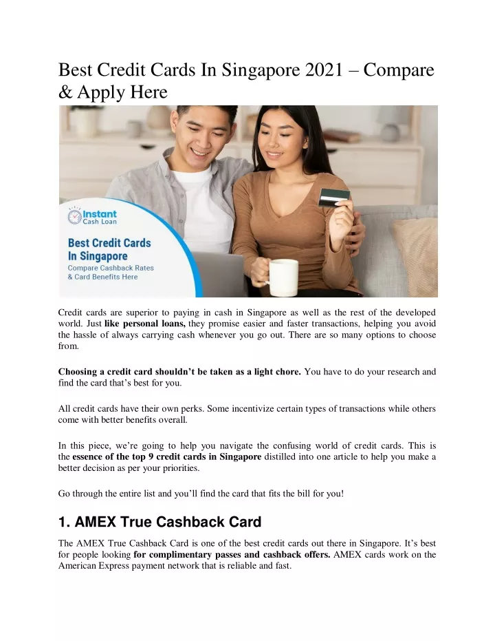 best credit cards in singapore 2021 compare apply