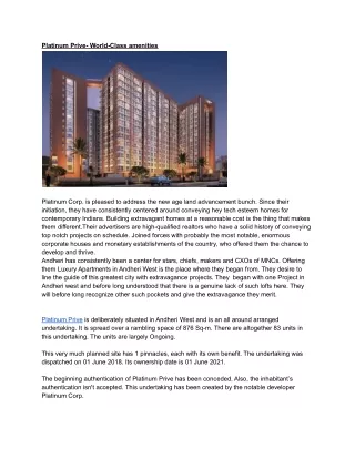 platinum prive world class amenities