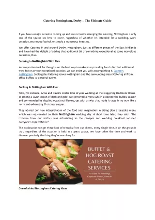 Catering Nottingham, Derby – The Ultimate Guide