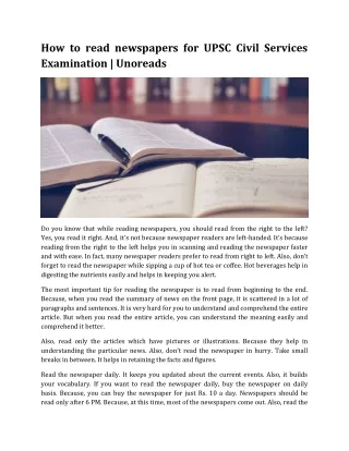 how to read newspapers for upsc civil services