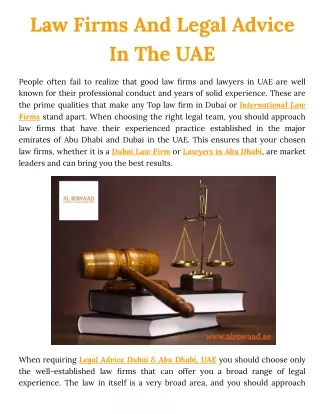 Law Firms And Legal Advice In The UAE