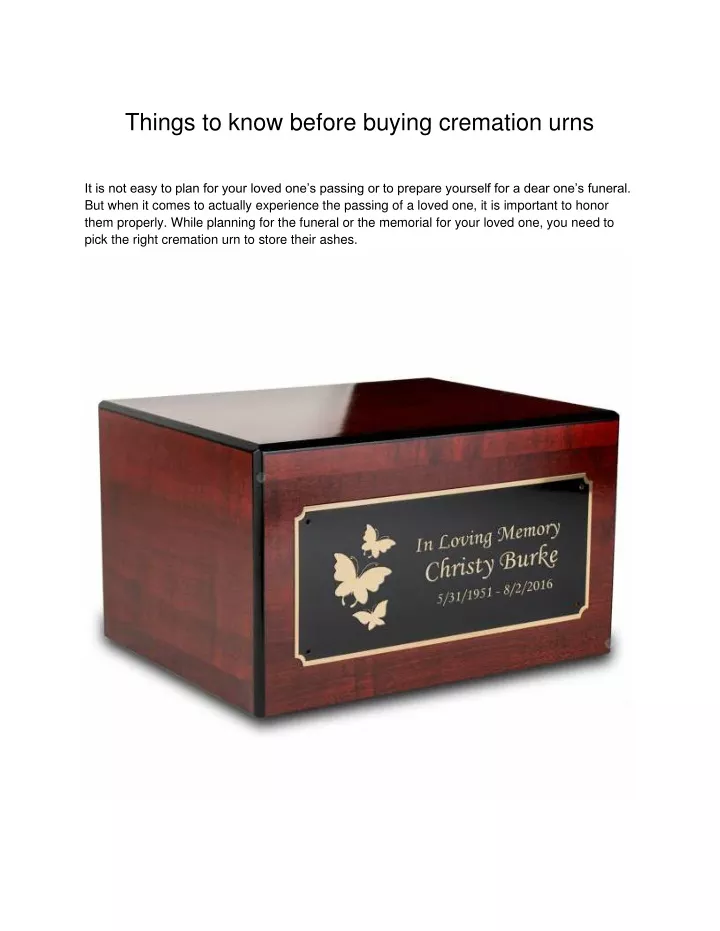 things to know before buying cremation urns