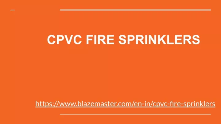 cpvc fire sprinklers