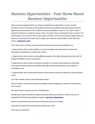 Small Business Opportunities - Start a Small Business