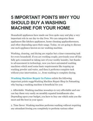 5 important points why you should buy a washing