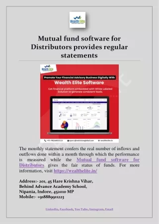 mutual fund software for distributors provides